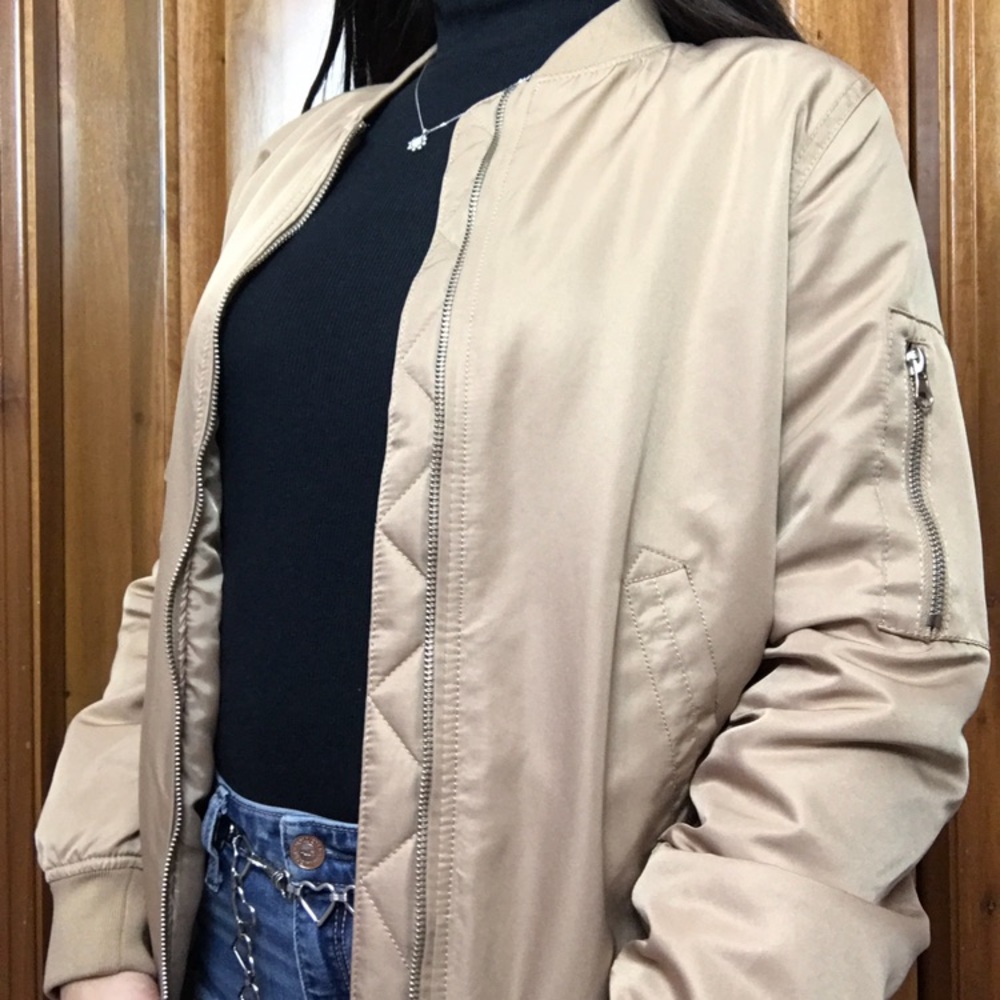 Tan forever 21 bomber jacket